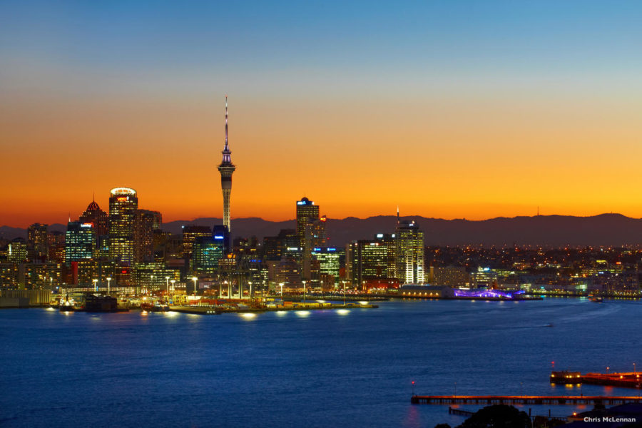 Auckland at night, New Zealand